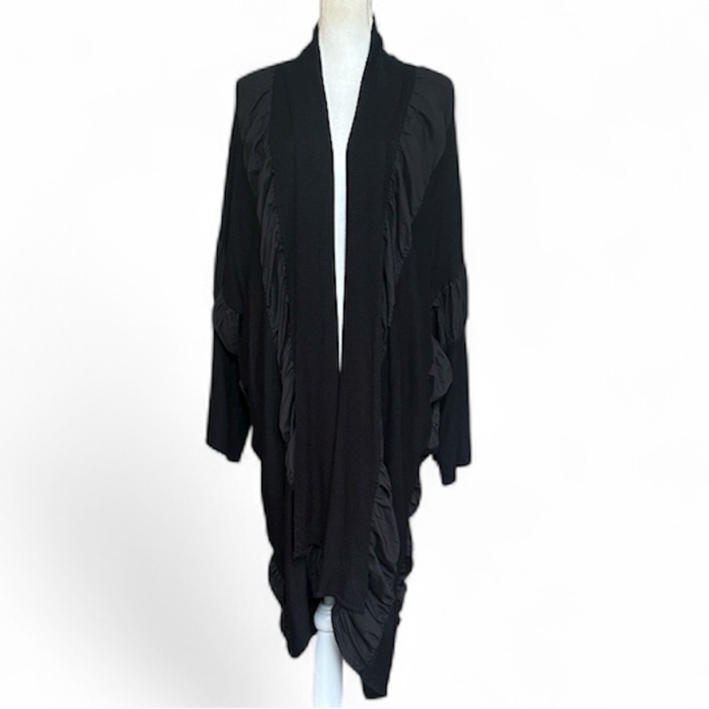 Ivan Grundahl Oversized Black Draped Open Cardigan Topper Jacket Size M